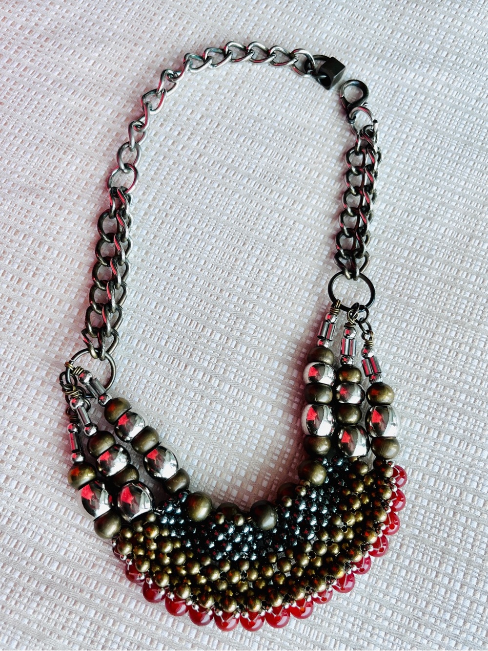 Vintage Anthropologie Pam Hiran Bold Statement Necklace Boho Etruscan Revival - Picture 12 of 15